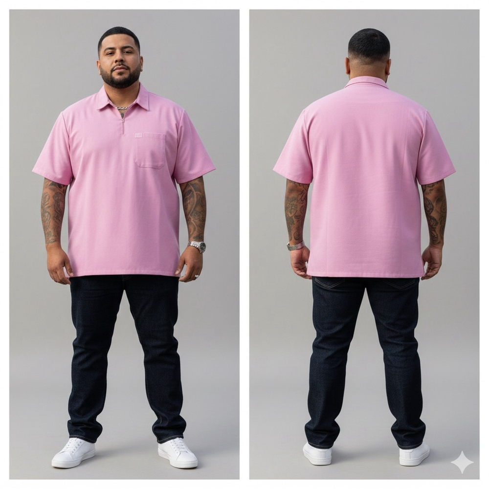 FB County Men’s 2XL Pink Zip Shirt Short Sleeve Heavyweight OG Style Retro 2XL